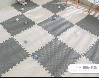 MQIAOHAM Children Puzzle mat Play mat Squares Play mat Tiles Baby mats for Floor Puzzle mat Soft Play mats Girl playmat Carpet Interlocking Foam Floor mats for Baby White Green Purple 101108111