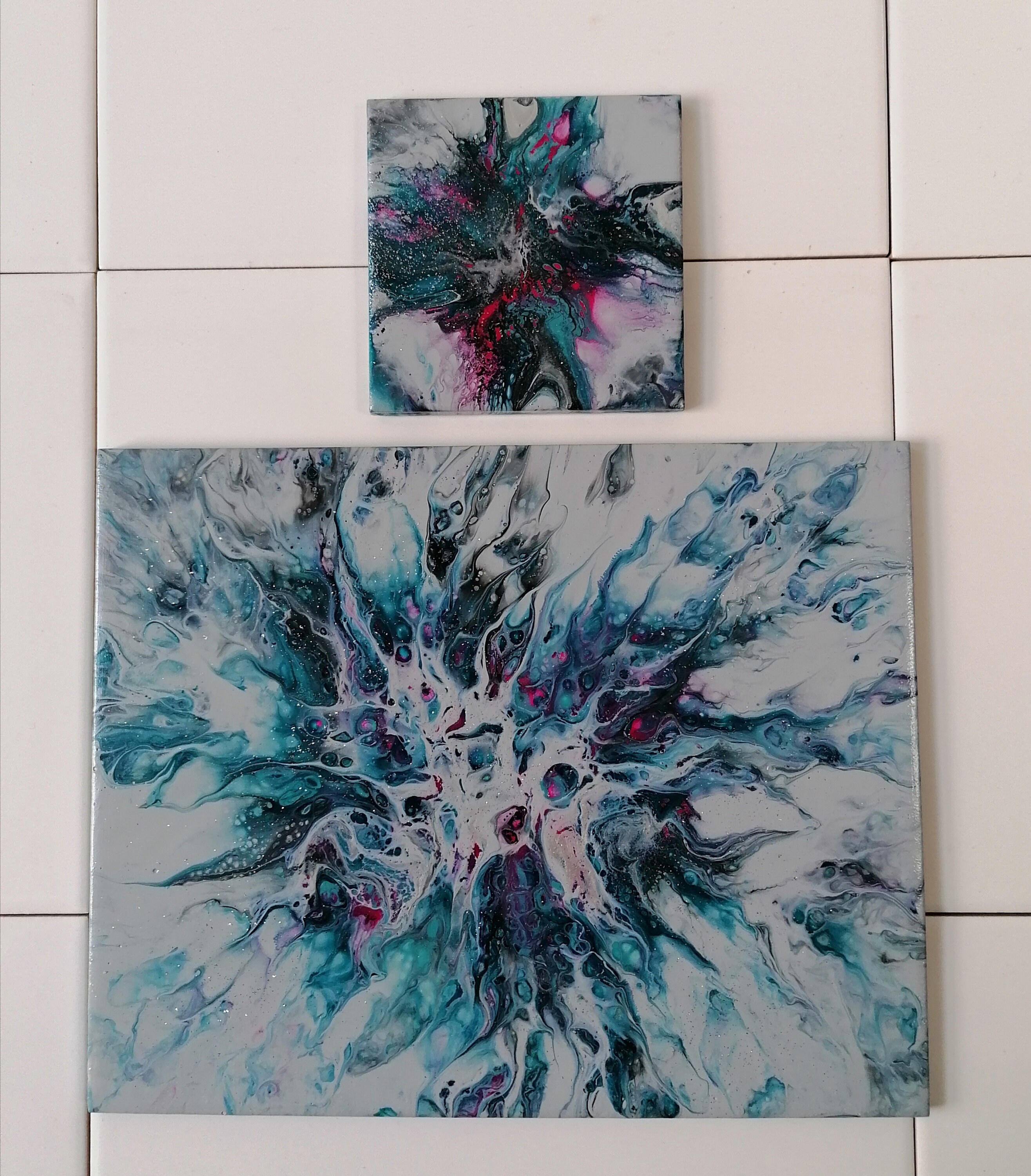 Placemats and coasters dinner set for 4 acrylic pour Etsy