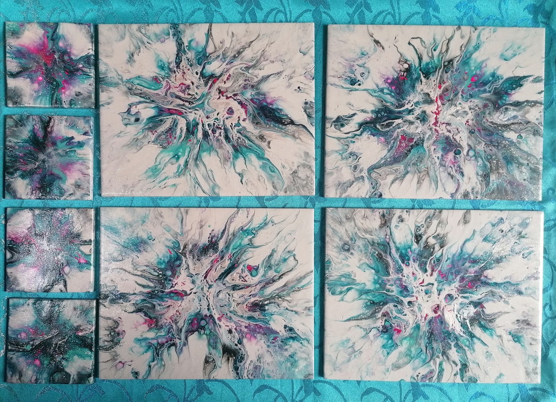 Placemats and coasters dinner set for 4 acrylic pour Etsy