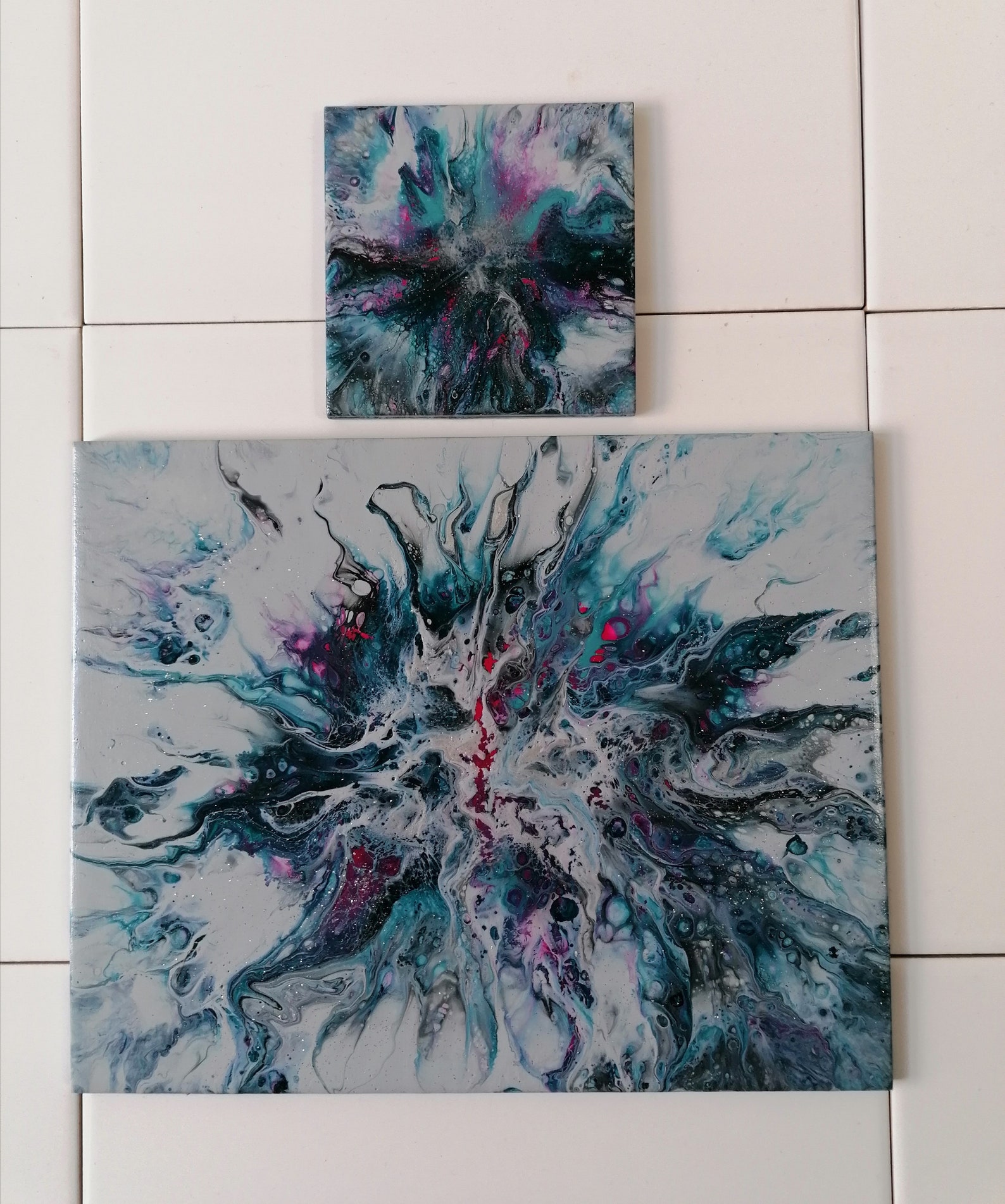 Placemats and coasters dinner set for 4 acrylic pour Etsy