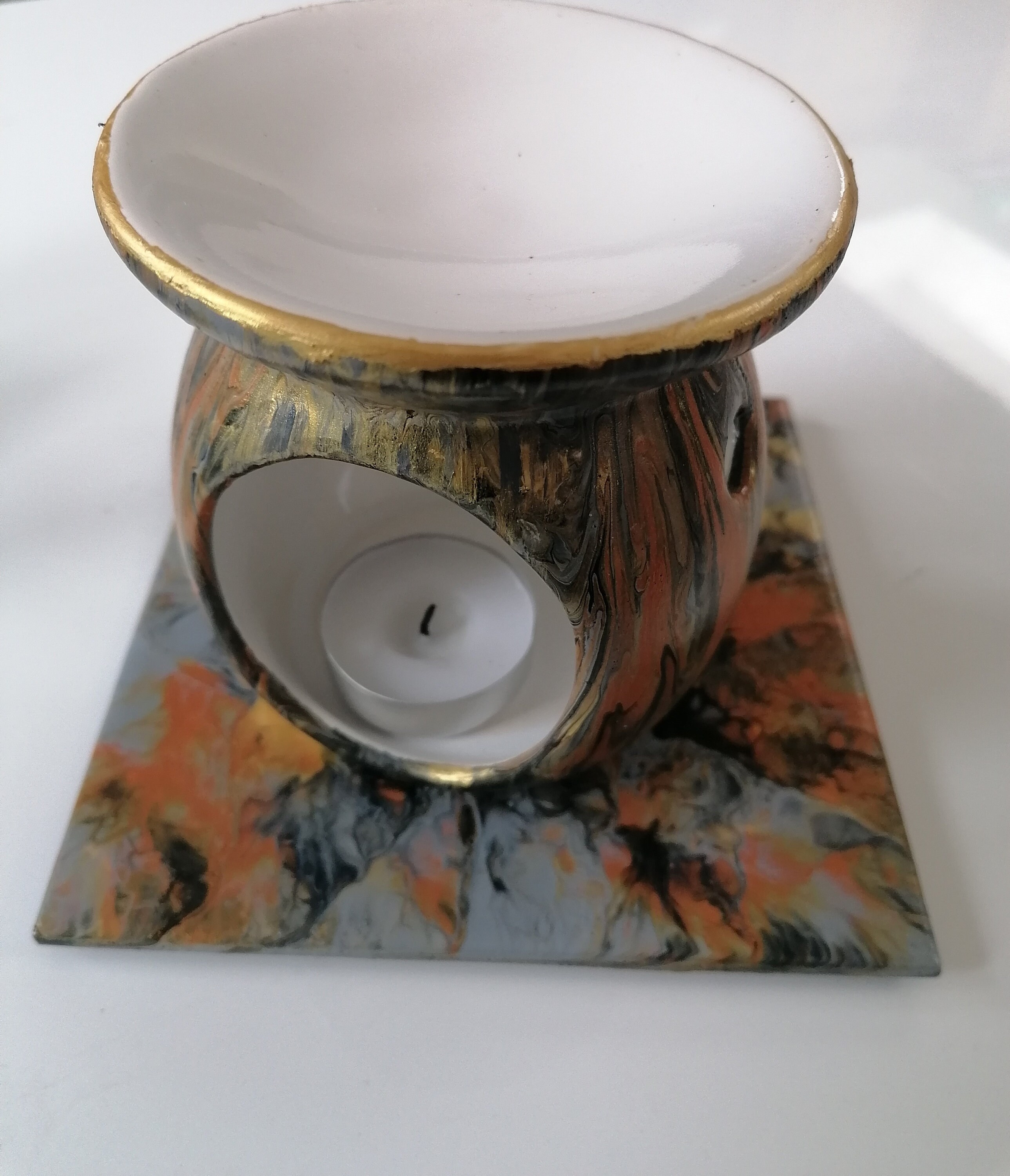 Copper Wax Melt Burner UK Hand Painted Wax Warmer Copper Etsy UK