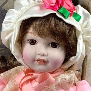 Vintage porcelain doll 48 cm with cloth body - mint condition - DVSPOP