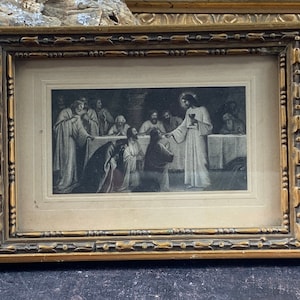 The Last Supper - Jesus with the 12 Apostles - image in gilded wooden frame