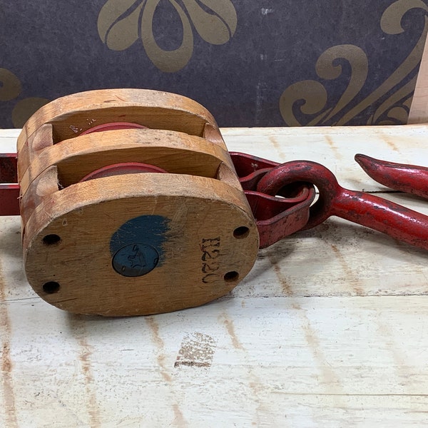 Large Wooden Pulley Etsy