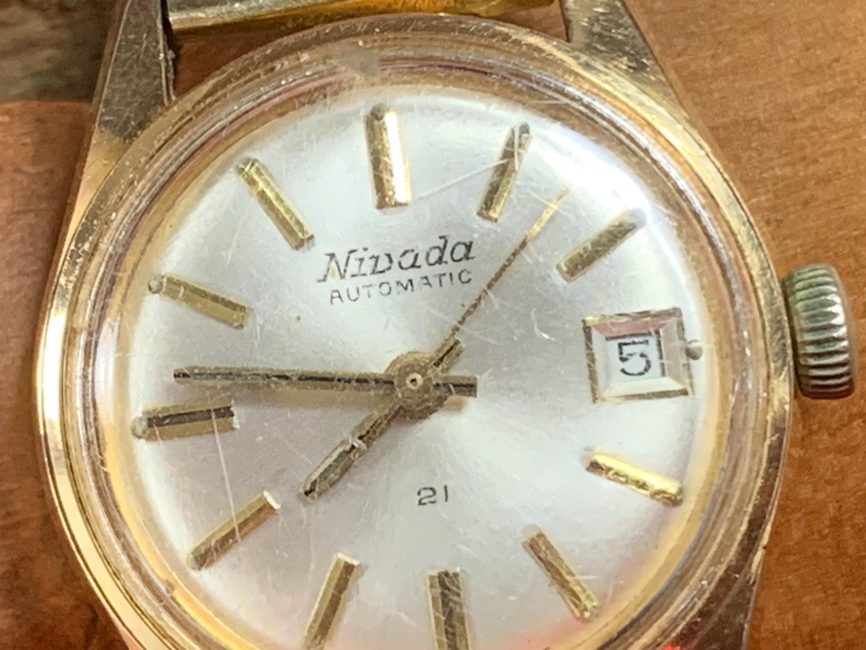 Nivada Automatic Womens Watch 21 Jewels‎ Swiss Made Gold Plated 18MM 6\