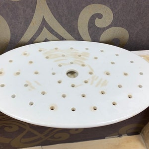 Oval white ceramic draining plate - dish - white draining dish