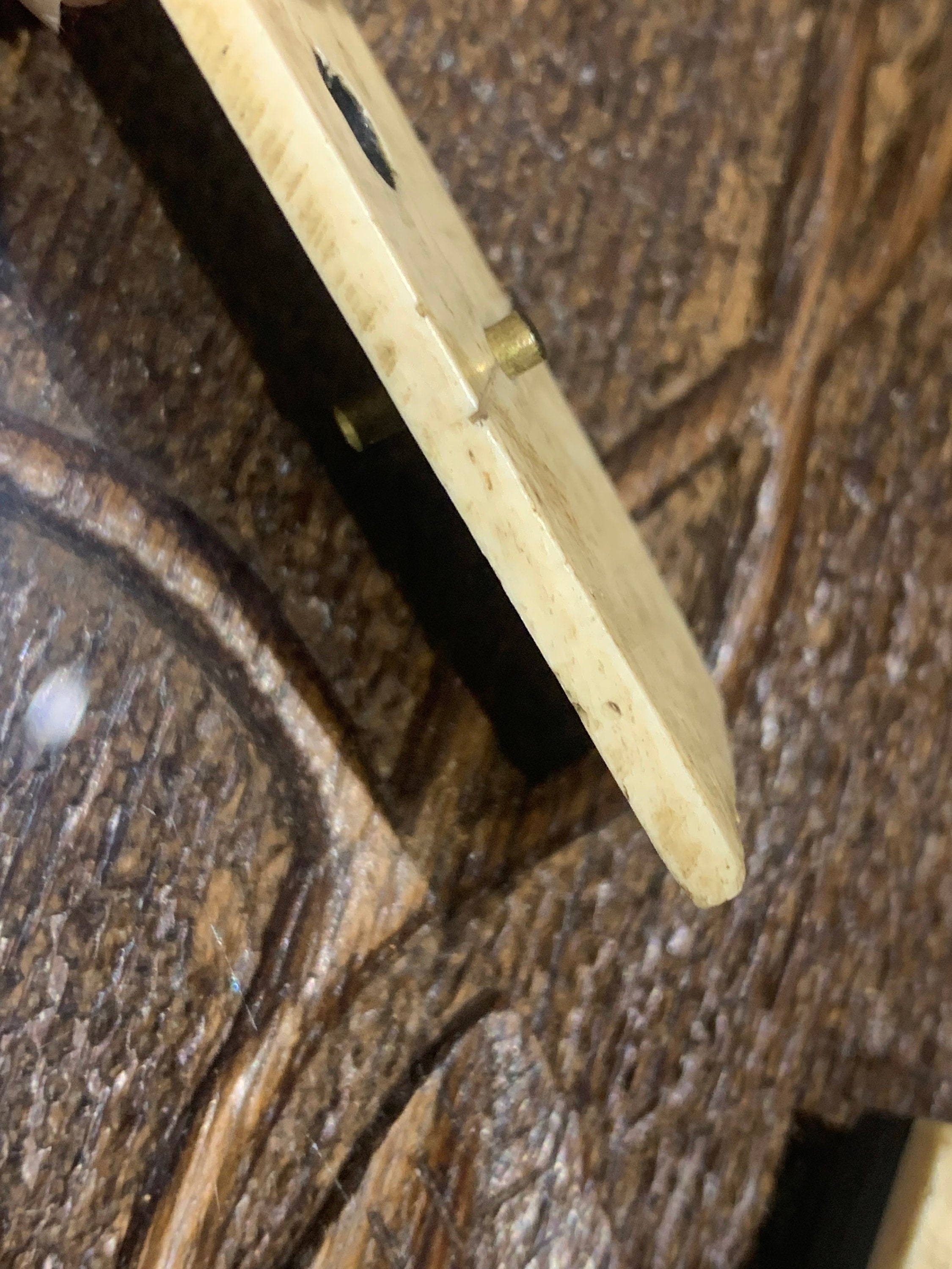 Antique Set of 26 Dominoes in Bone Bone and Ebony With Brass Rivet in a