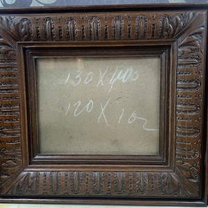 Beautiful wooden antique frame with glass - antique heavy frame - painting - with glass for etching or print