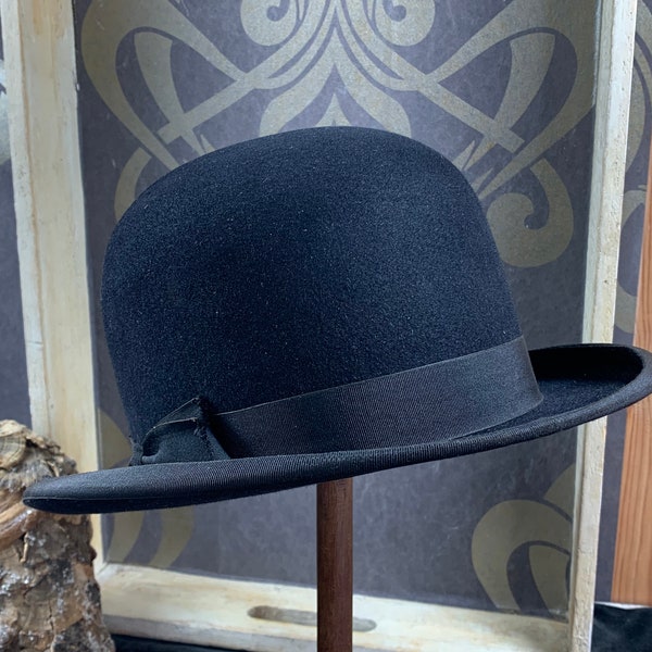 Beau vieux chapeau melon noir pour hommes -