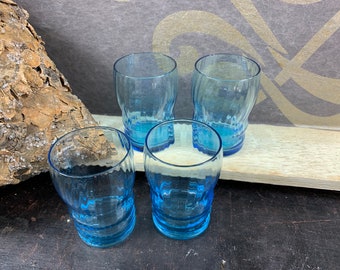 Scheur Verloren Honderd jaar Set van 4 retro borrelglaasjes van blauw gekleurd glas MINT - Etsy Nederland