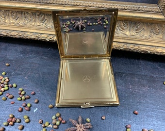 MERCEDES - Gold-colored makeup case with mirror - powder box for handbag