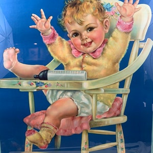 Charlotte Becker - Póster grande antiguo 100% original - Póster infantil grande y hermoso firmado para enmarcar - arte de guardería para bebés