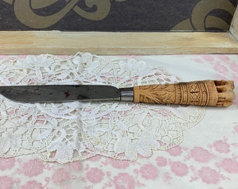 Vintage knife F. Herder with wooden extended handle.