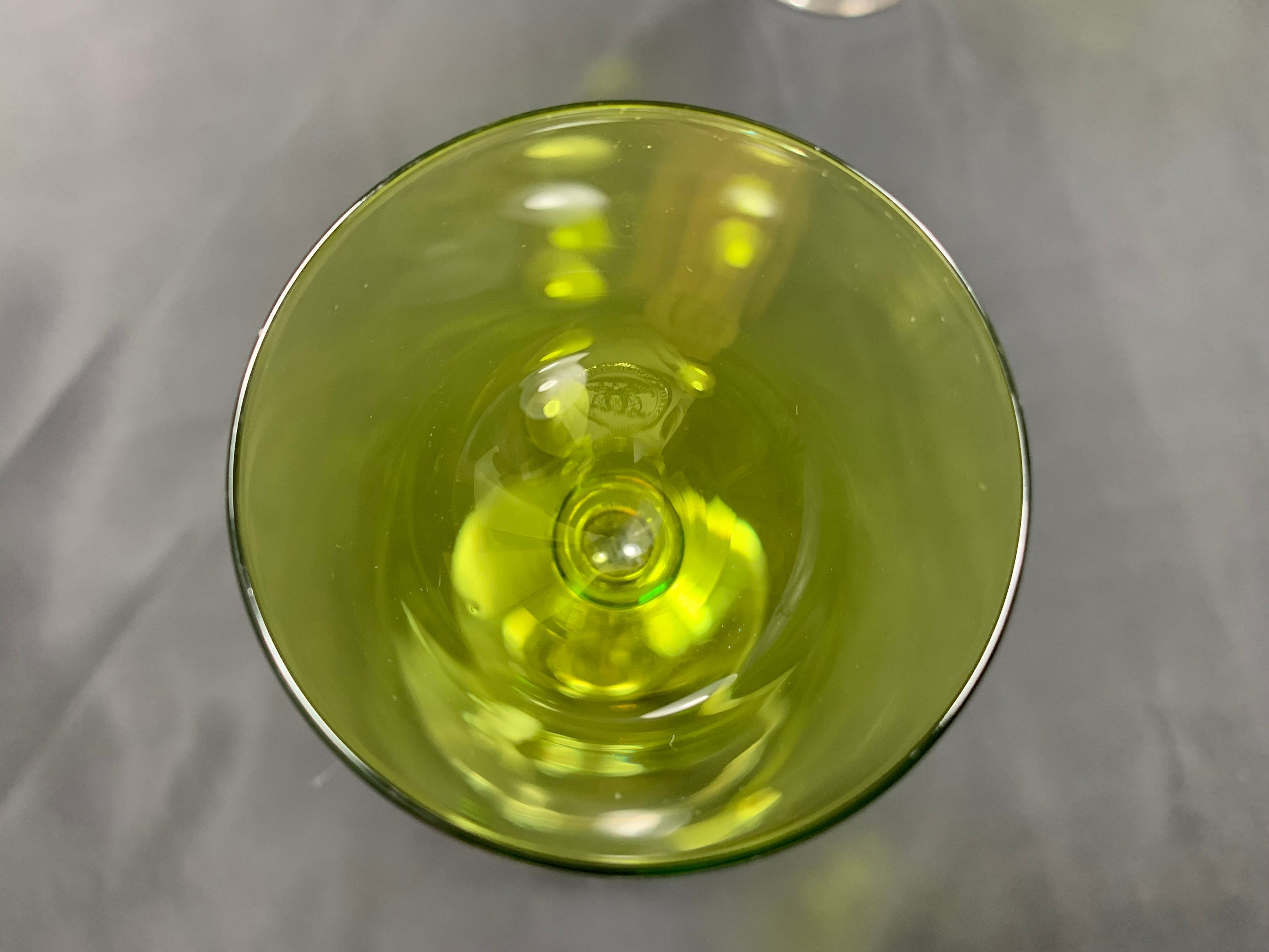 Lot De 3 Verres à Liqueur Anciens - Vert Vintage, Verre Soufflé