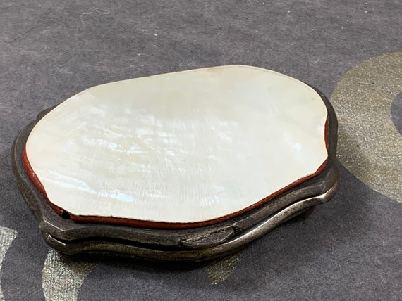 Mother of pearl make-up box - antique powder box … - image 9