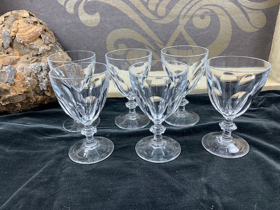 美しいクリスタル白ワイングラス 6 個セット ヴィンテージ 良好な状態 