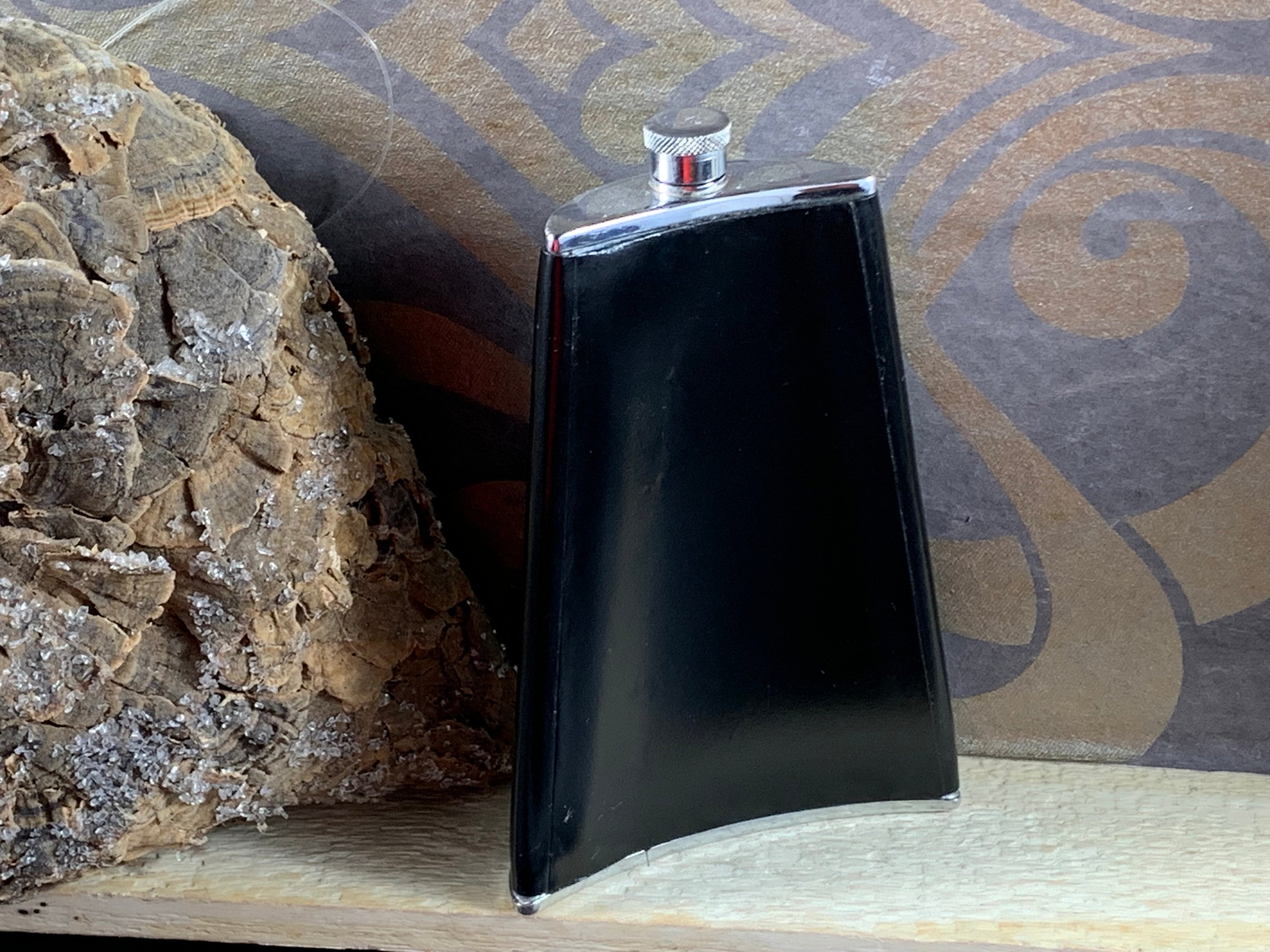 Vintage Leather Covered Hip Flask With Screw Cap for Spirits