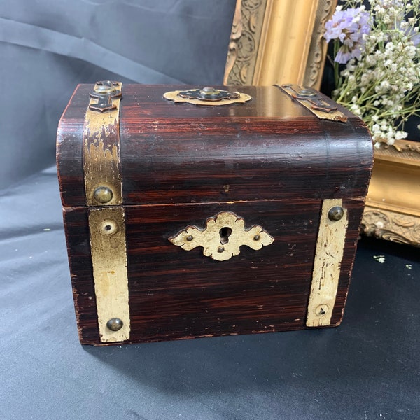 Beautiful wooden treasure box to store precious things, wooden box, wooden briefcase,