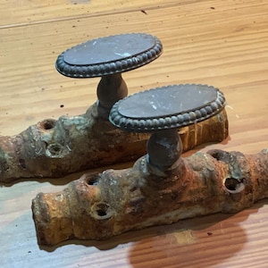 Antique window or door handles – oval handles with edge decoration – ca. 19th/20th century – set of 2