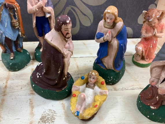 Ancienne Figurine Berger De Scène De La Nativité De Noël Image