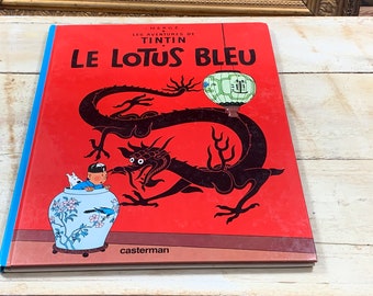 Tim und Struppi - Der blaue Lotus - Hergé - Casterman - Französisch - Vintage Comic Strip - Selten