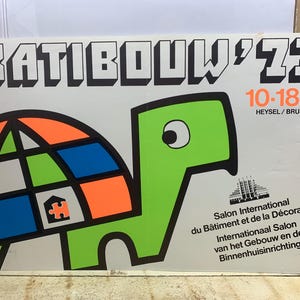 Batibouw 1973 - cartel publicitario estampado Batibouw 70s - Feria Internacional de Construcción y Diseño de Interiores Heysel/Bruselas