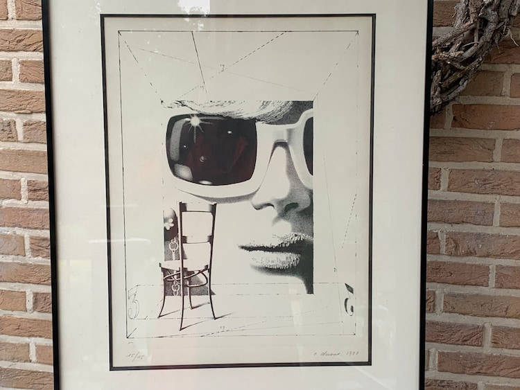 Signierte und nummerierte moderne 15/15-Radierung – hinter Glas gerahmt – mit Eisenrahmen – 1977