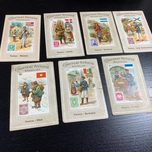 Chocolat Antoine Bruxelles/ jeu de 7 cartes Cartes anciennes à collectionner / cartes à échanger : 81-82-83?-84-86-87-88 - Le Facteur
