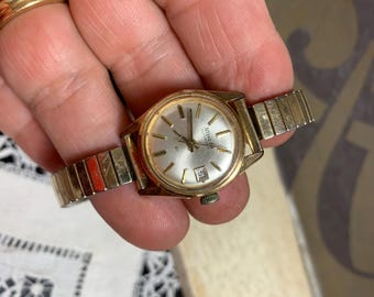 Nivada Automatic Womens Watch 21 Jewels‎ Swiss Made Gold Plated 18MM 6\