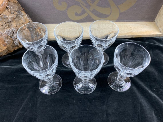 美しいクリスタル白ワイングラス 6 個セット ヴィンテージ 良好な状態 