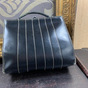 Leren handtas - avondtas met kort handvat en een metalen sluiting - Vintage