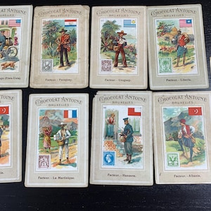 Cartes de collection anciennes / cartes à collectionner de Chocolat Antoine Bruxelles / jeu de 9 cartes