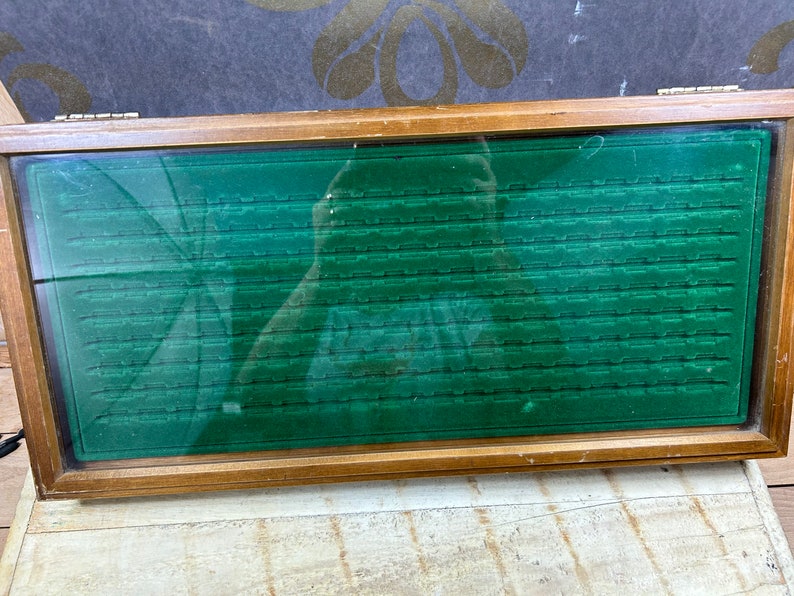 Vintage Large Wooden Presentation Box With Glass Lid Original Flag Box