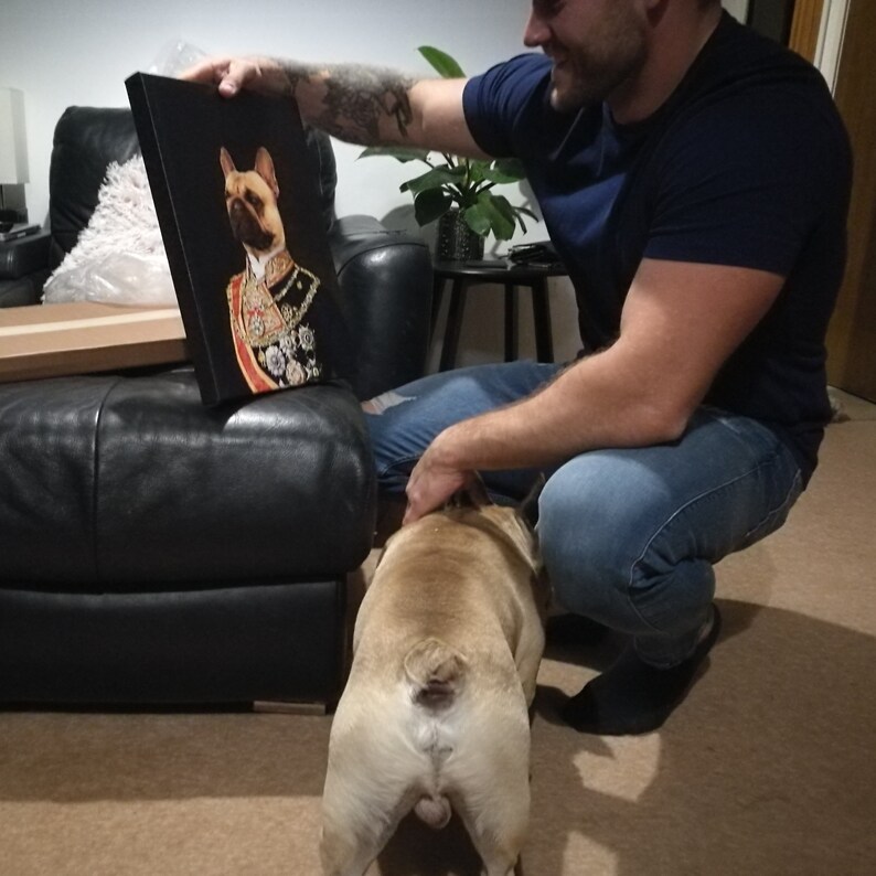 Custom Royal Pet Portrait from Photo In The UK Cat and Dog Canvas Wall Art
