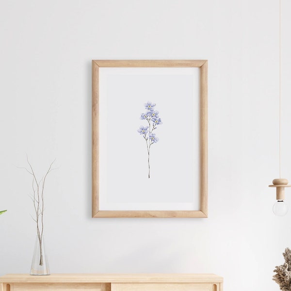 Forget me not printable, Forget me not wall print, Watercolour, Instant download