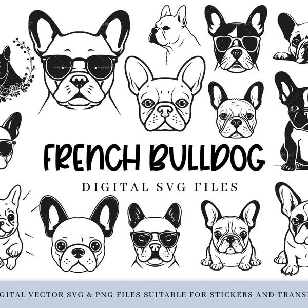 Pictures of french bulldog, bulldog | Logo Template Vinyl | Frenchie Clipart | Cutting Files Vector | svg, png, pdf