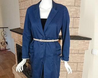 Fabiana Filippi Vintage Long Blazer Jacket Blue Cotton Oversized Size S / M Italy