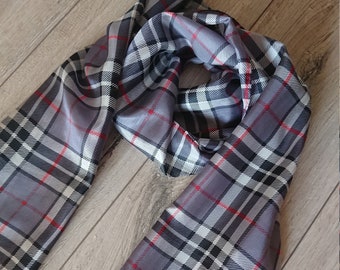 Vintage The lightest silk scarf in a check seam roule 160 * 33 cm unisex