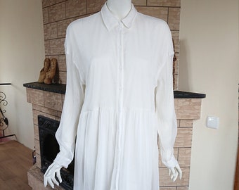 Designers Remix Charlotte Eskildsen Vintage  Danish Silk ShirtDress airy Dress size 40 L