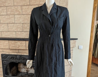 Dries Van Noten black women's trench coat cotton dress size 38