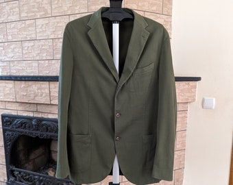 Boglioli Herren Sakko 3-Knopf-Blazer Baumwolle khaki grün Gr. 54