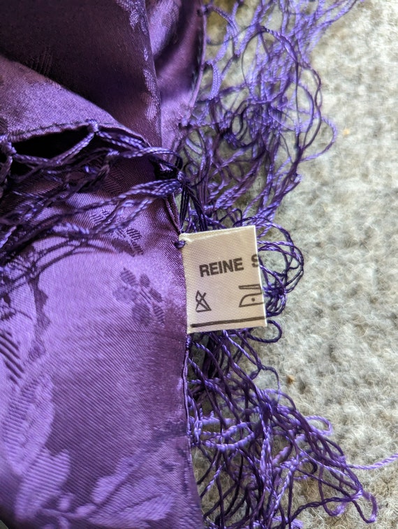 Vintage Silk Jacquard Scarf Neckscarf Fringed Pur… - image 9