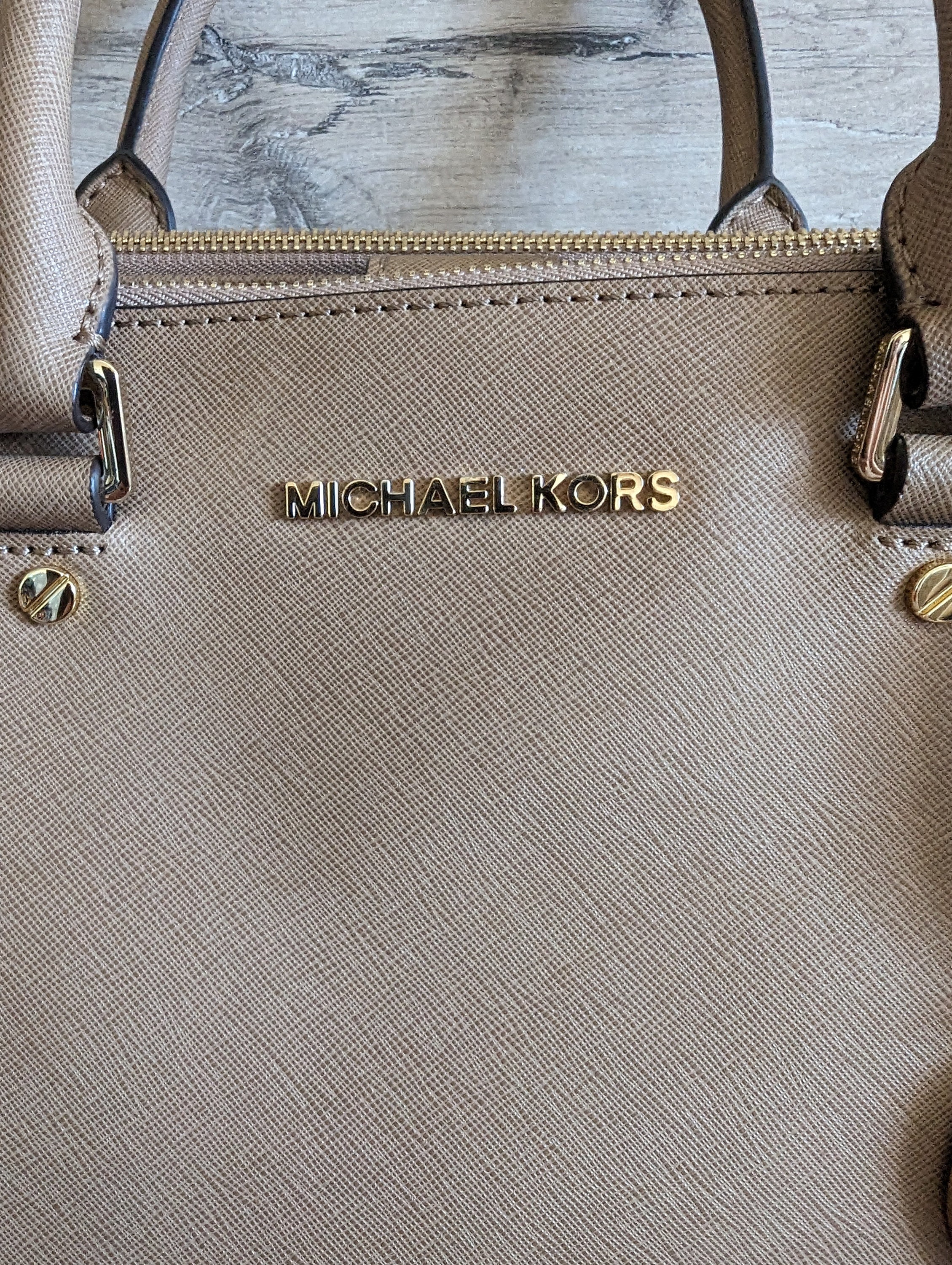 Michael Kors Sutton Shoulder Bag Saffiano Leather Satchel Tote Bag Beige Etsy UK