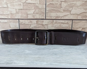 Dolce & Gabbana vintage wide belt Genuine brown Leather  Logo