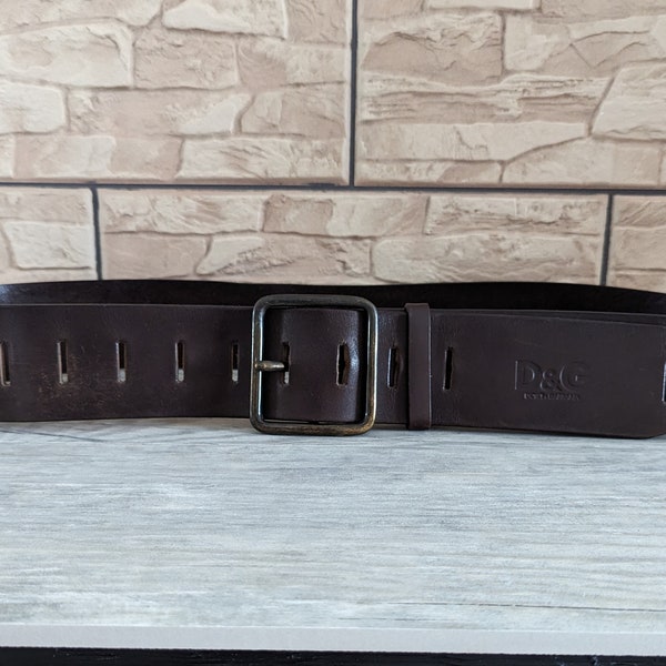Dolce & Gabbana vintage wide belt Genuine brown Leather  Logo