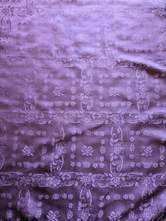 Vintage Silk Jacquard Scarf Neckscarf Fringed Pur… - image 7