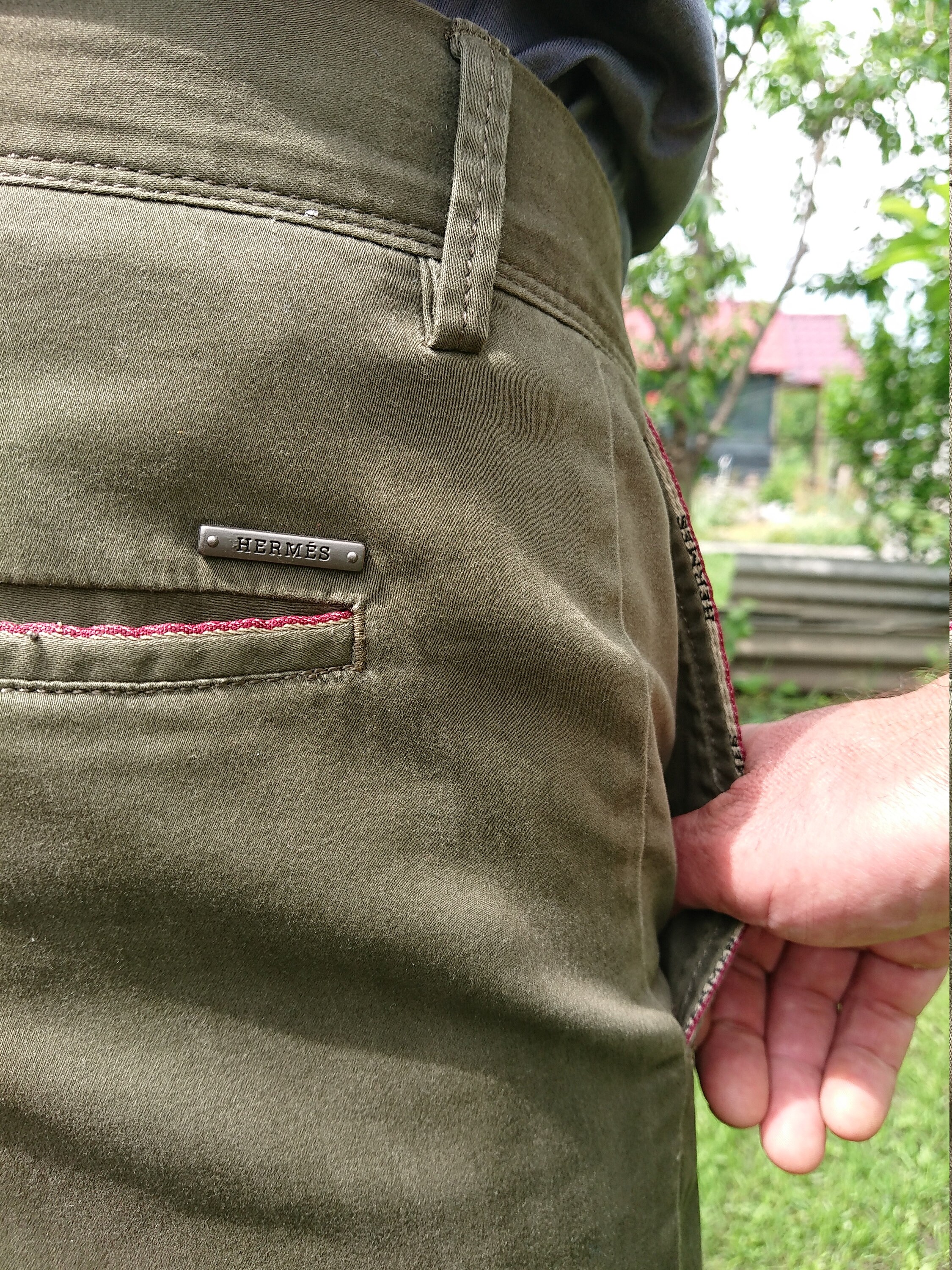 Hermes HERMÈS Vintage 90s Mens Chino Pants Trousers Olive Hermes HERMÈS Vintage 90s Mens Chino Pants Trousers Olive