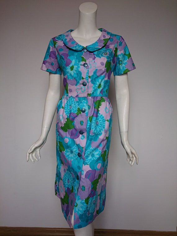 Kenrose Vintage 50s Midi Dress Floral Print Size 1