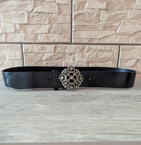 Ceinture Massimo Dutti vintage en cuir noir pour femmes taille 75 Etsy France