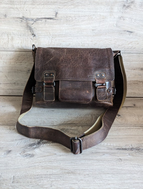 AUNTS UNCLES Vintage Leather Unisex Messenger Bag Crossbody Brown Etsy Ireland